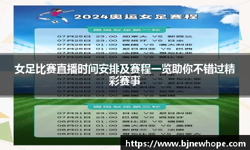 女足比赛直播时间安排及赛程一览助你不错过精彩赛事